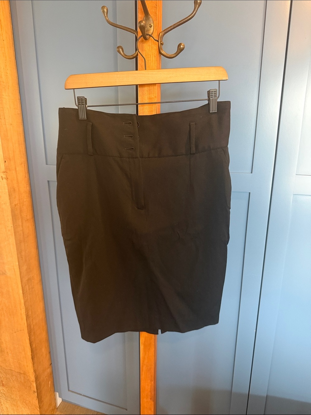 Gant Black Tailored Pencil Skirt VINTAGE GANT WOOL BLEND WIDE BABD WAIST